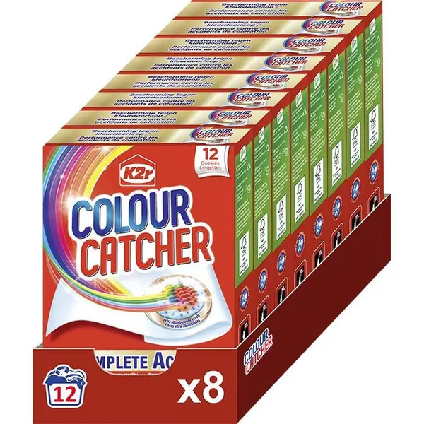 K2r Colour Catcher - Anti Kleurdoorloop Doekjes - Voordeelverpakking - 8 X 12 Stuks thumbnail