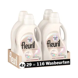 Fleuril White & Light - Vloeibaar Wasmiddel - Witte En Pastelkleuren Was - 4x29 Wasbeurten - Voordeelverpakking