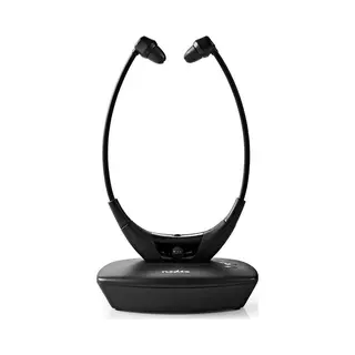 Nedis HPRF010BK hoofdtelefoon/headset Hoofdtelefoons Bedraad en draadloos Onder kin Tv Usb Type-C Oplaadhouder Zwart