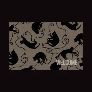 JoY@Mat Luxe Indoor Mat - Deurmat - Schoonloopmat - Droogloopmat - Playing Cat - 40cmx60cm - Polyamide
