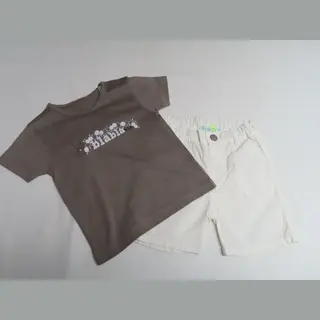 Ensemble - Jongens - Tshirt In Bruin En Wit Shortje - Rups - 1 Jaar 80