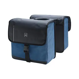 Willex - Dubbele Canvas Bisonyl Tas - 46 Liter - Universele Bevestiging - Zwart/Blauw