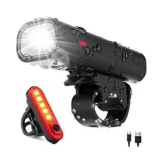 Tikkens Fietsverlichting Set Led - Fietslampjes Voorlicht & Achterlicht - Fietslamp Usb Oplaadbaar - Mtb & Racefiets Verlichting - Waterdicht