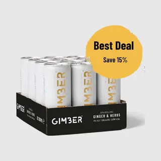 Gimber Tray 12 X 250ml - 3 Liter - Gimber Ready To Drink - 12 Blikjes Rtd Biologische & Sprankelende Gemberdrank Met Citroen, Kruiden & Specerijen