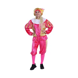 Zebra & Friends Pietenpak - Maat Xl - Pietenpak Voor Volwassenen - Met Pietenmuts - Pofbroek En Pofmouwen - Witte Kraag - Roze/goud