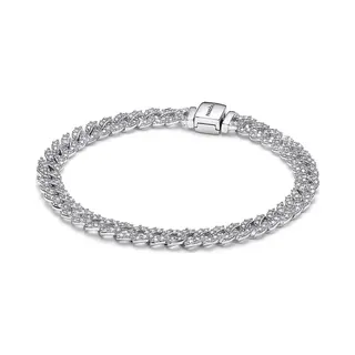 Pandora Timeless Sterling Silver Pavé Bracelet With Clear Cubic Zirconia, 18