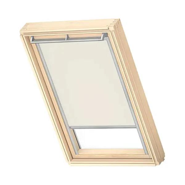 Origineel Velux Dakramen Verduisterend Rolgordijn Voor M04, 304, 1, Licht Beige Met Grijze Zijgeleiders thumbnail