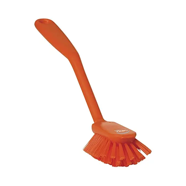Vikan Afwasborstel 42377 Met Schraprand - 28 Cm - Oranje - Geschikt Voor De Kleine Vaat - Onverslijtbaar - Bestand Tegen Kokend Heet Water thumbnail