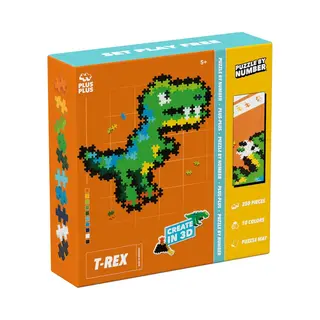 Plus Plus Plus Puzzle By Number 250 Pcs T-Rex, Green, Yellow, Blue, Orange