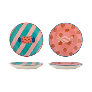 Bloomingville Teller Keramik Rosa Caramella 16cm - Set Von 2