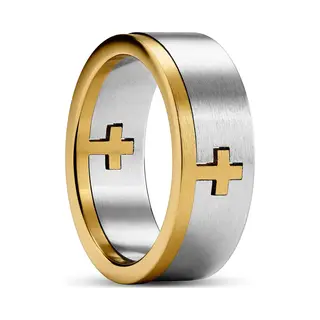 Arkai Unity | 8 Mm Zilver- En Goudkleurige Ring Met Kruis