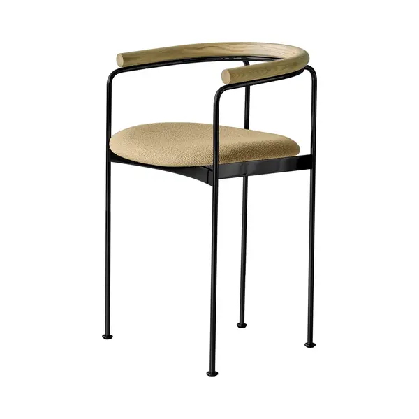 DK3 Baia Counter Stool With Wooden Back - Balmoral 04 / Oiled Oak / Black Powder Coat Low Stools DK3 thumbnail