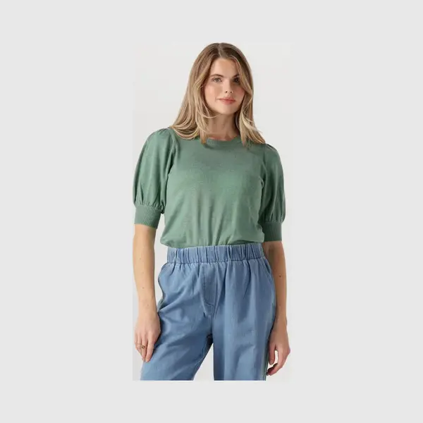 Minus Liva Knit Tee Tops & T-shirts Dames - Shirt - Groen - Maat S thumbnail