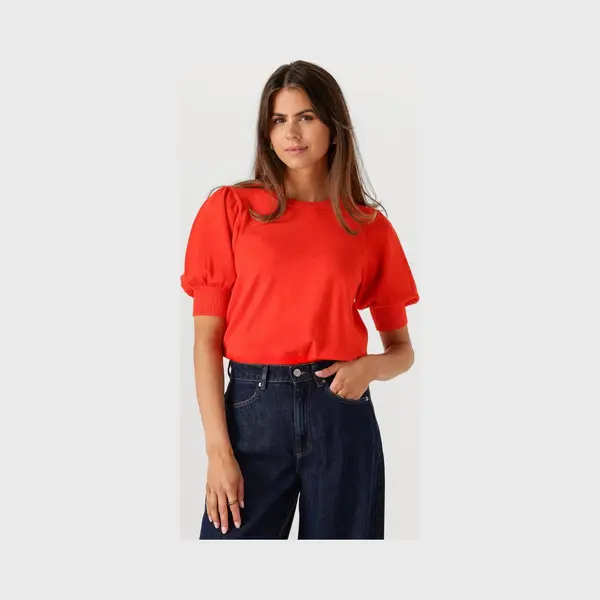 Minus Liva Knit Tee Tops & T-shirts Dames - Shirt - Oranje - Maat S thumbnail