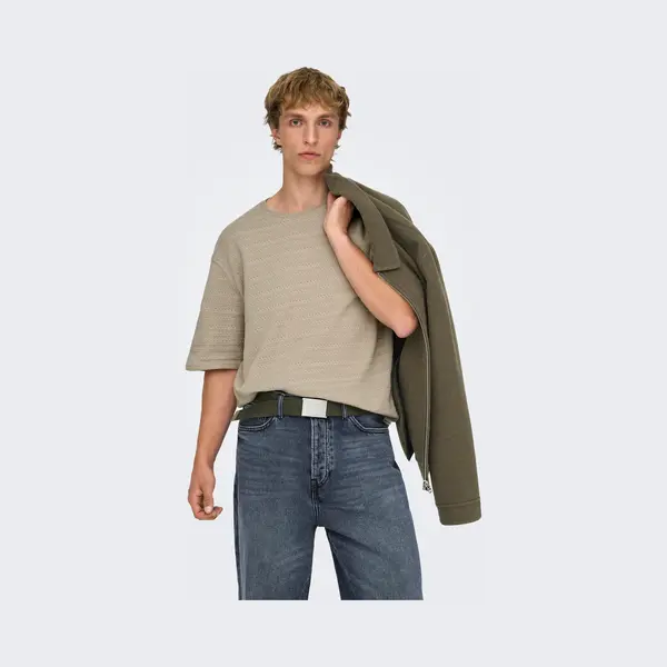 Only & Sons T-shirt Onsgivo Reg 12 Ss Crew Knit Noos 22031761 String Mannen Maat - S thumbnail