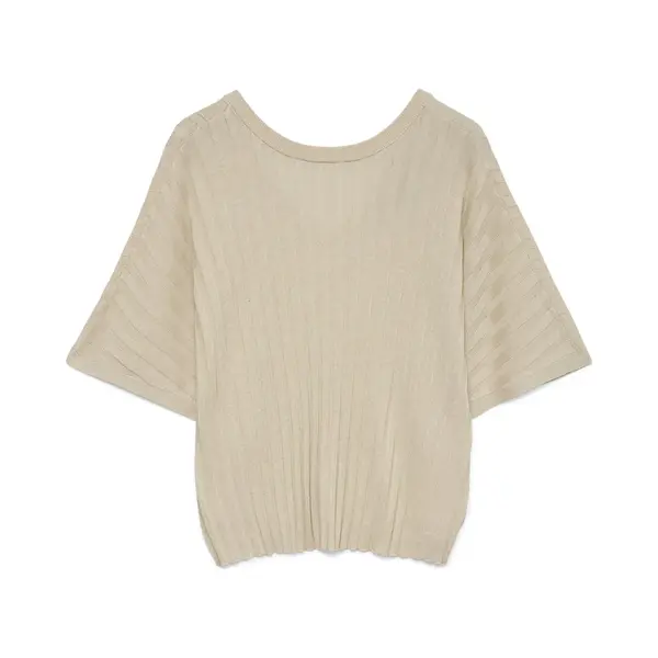 Vero Moda - Vmbarbados Ss V-Back Pullover Ga Se - Dames - Gebreide Truien thumbnail