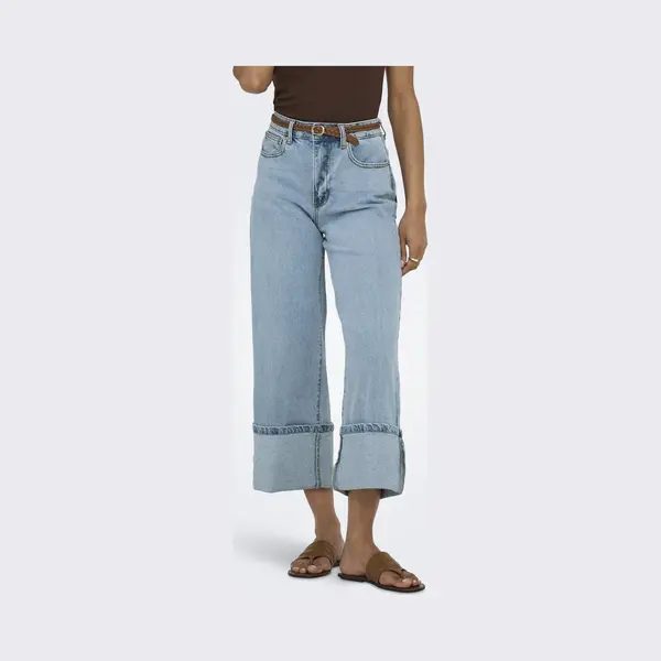 Only - Onlmadison Hw Belt Wide Foldup Crp Dnm - Dames - Jeans thumbnail