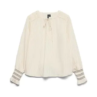 Vero Moda Blouse Vmmillie Ls Top Wvn Ga 10340578 Birch/black Dames Maat - Xs