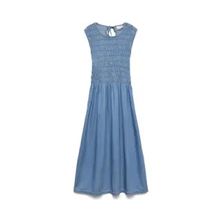 Vero Moda - Vmnerina Sl Ankle Smock Dnm Dress SI367 - Dames - Maxi Jurken