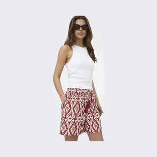 Only Broek Onlmikasi String Detail Shorts Wvn 15374954 Brick Red/ Abstract S Dames Maat - Xs