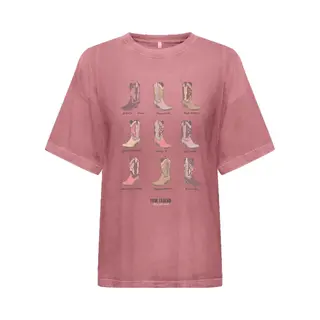 Only T-shirt Onlmila S/s Print Box Cs Jrs 15382738 Dusty Rose/boots Comb Dames Maat - M