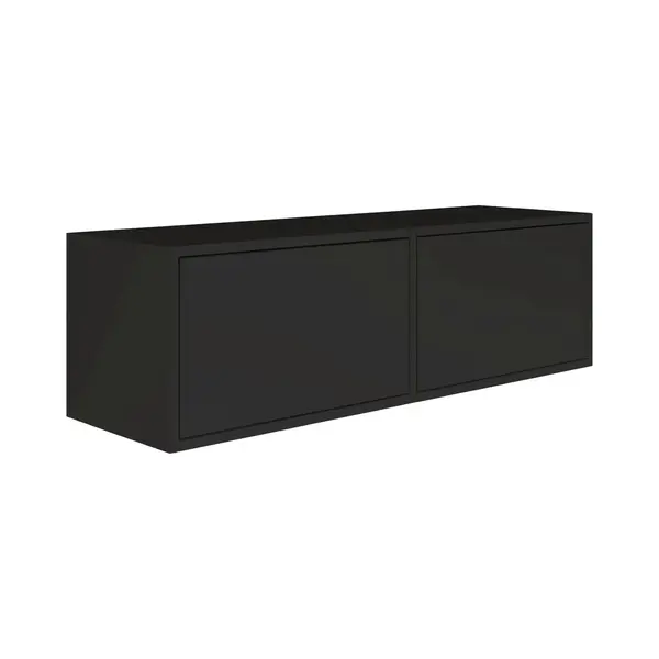 Selsey - Framme – Hängendes Tv-board Mit Zwei Klappen, Schwarz, 100 Cm thumbnail