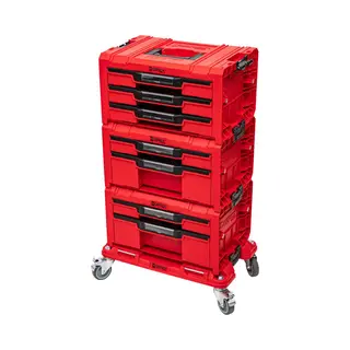 Qbrick System Pro Lades Werkplaatsset 3 Red Ultra Hd + 2x Lade 2 Gereedschapskist + 1x Lade 3 Gereedschapskist + Rolplank