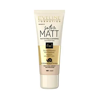 Eveline Cosmetics Satin Matte Foundation - Elfenbein Nr. 101-30ml Mit Schneckenschleim & Moist & Vital Complex