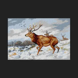 Borduurstramien Orchidea - After Carl Deiker - Stags In The Snow - 40 X 60 (Stramien Zonder Garens)