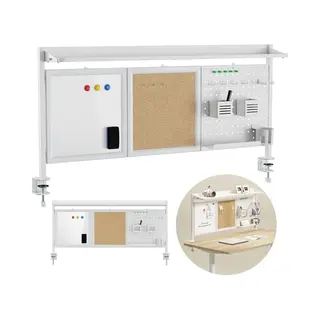 Ergo Office - Bureauverdeler / Organizer, Max. Belasting 10kg, Wit En Kurkplaat, Breedte 1250mm, Wit, Er-300 W