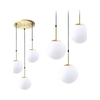 Toolight - Pendant Lamp App656-3cpr Glass Ball Gold 3-light Points E27 20x48x40-130cm