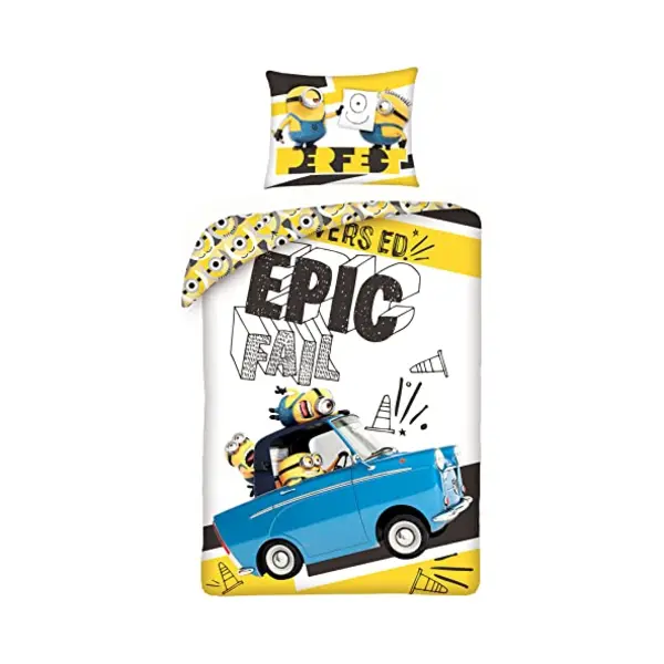 Halantex Minions Trio Car Epic Fail Duvet Cover Set 140x200 Cm Despicable Me Cotton Multicolor thumbnail
