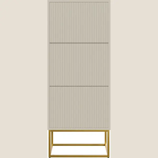 Selsey - Veldio - Drie-laags Schoenenkast - Gouden Poten - 50 Cm - Grijsbeige thumbnail