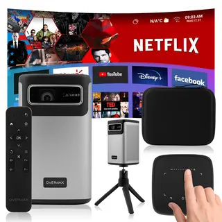 Overmax Multipic 8.1 Beamer (5000 Lm, 10 000, 1, 3840 X 2160 - 4K Px, Android/4K/Wi-Fi/Usb-C/8000mAh-Mobiler/Touchpad/30 -200)