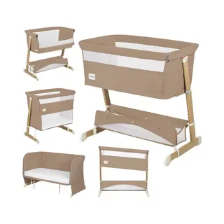 Lionelo Thomi Plus 5 W 1 Beistellbett, Kinderbett Bis 9kg, Zustellbett, Reisebett, Laufstall Bis 15kg, Sofa Bis 100kg, Höhenverstellbar, Mit 2 Rollen