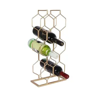 Vilde, Wijnfleshouders, Gouden Metalen Wijnrek, Kastje Met Plank Voor 8 Flessen Wijn, 23x11x48 Cm (8 Flessen, 23 X 11 X 48 cm)