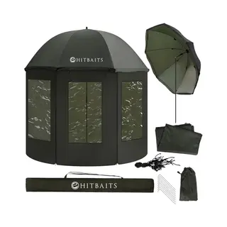 Hitbaits Waterdichte Visparaplu, Grote Paraplu, Windbestendig, Visaccessoires, Eenvoudig Te Monteren, Snel Te Openen, Duurzaam, Met Ramen En