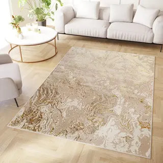Tapiso Crystal Vloerkleed Beige Modern Laagpolig Tapijten Maat- 250x350