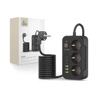 Tech-Protect, Stekkerdoos, PC3X6 Power Strip (6x, Usb-A, Usb-C, 2 m)
