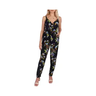 sarcia.eu John Zack - Navy Bloemen Jumpsuit Met Schouderbanden
