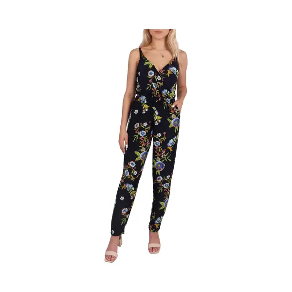 sarcia.eu John Zack - Navy Bloemen Jumpsuit Met Schouderbanden thumbnail