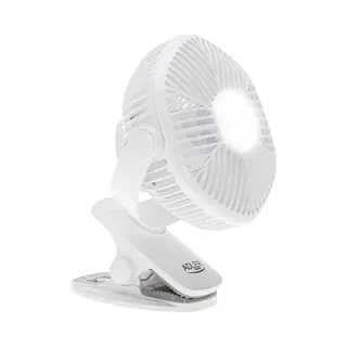 Draagbare Ventilator Met Klem En Led-Verlichting – 3 Snelheden – Oplaadbaar – Tafelventilator – Mini Ventilator - Usb – 6 W – Wit - Adler