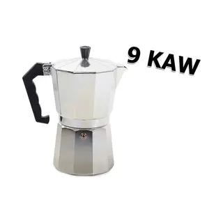 Verk Group Café Enjoy Espresso Maker 9 Cups 450 Ml Coffee Maker Electric Gas Ceramic + Free EBook (Silver)