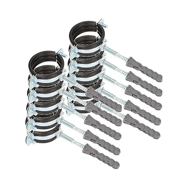 Kotarbau® 10er Set - Rohrschellen – 1" – Rohrbefestigung – Rohrleitungsbefestigung - Gelenkrohrschellen - Dichtung - Mit Dübeln thumbnail
