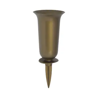 Form Plastic Grafvaas - Kunststof - Goud - H32 Cm - Decoratie - Bloemenvaas Voor Herdenkingsplaats/kerkhof - Kelk Op Prikker