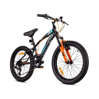 Sun Baby Tiger Bike Kinderfiets Voor Jongens Van 6 Tot 10 Jaar, 20 Inch Zwart-Turkoois-Grijs-Oranje, Wielmaat Te Kiezen Uit 6 Versnellingen Shimano