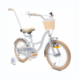 Sun Baby Mädchenfahrrad 16 Zoll Radgröße Flower Bike Zur Auswahl, Mit Abnehmbarer Schubstange, Kinderfahrrad Für Mädchen Von 2 Bis 6 Jahre