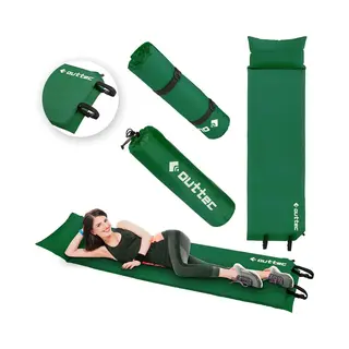 Outtec Camping Selbstaufblasende Isomatte Mit Kissen, Luftmatratze 186x53x2, 5cm, Ultraleicht Wasserdicht Für Outdoor, Camping Und Reisen, Grün