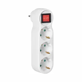 Orno Doorvoerstekker - 3 Stopcontacten - Splitter Met Aan/uit Knop - Wit