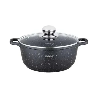King Hoff Marmor Töpf Kochtopf 2, 3L 20cm Mit Glasdeckel Marmorbeschichtung Kinghoff (Ø20 Cm)